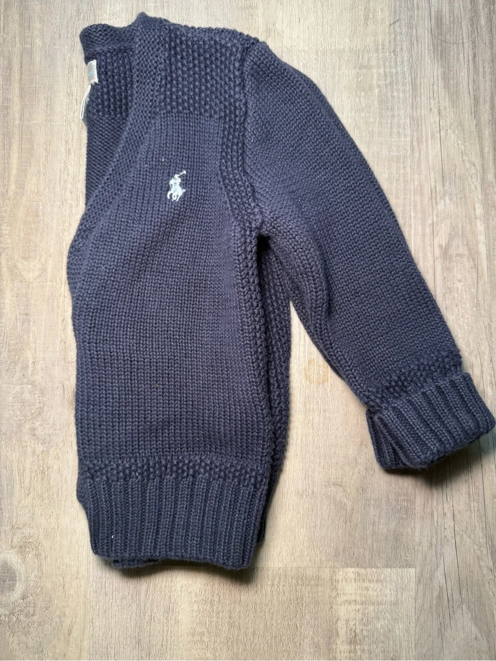 Ralph Lauren Dark Navy Knit V-Neck Cardigan with Pony